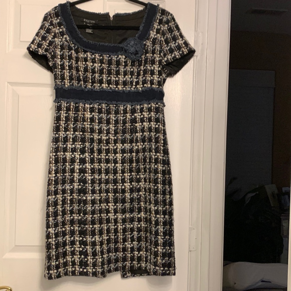 Etcetera - tweed dress with denim details